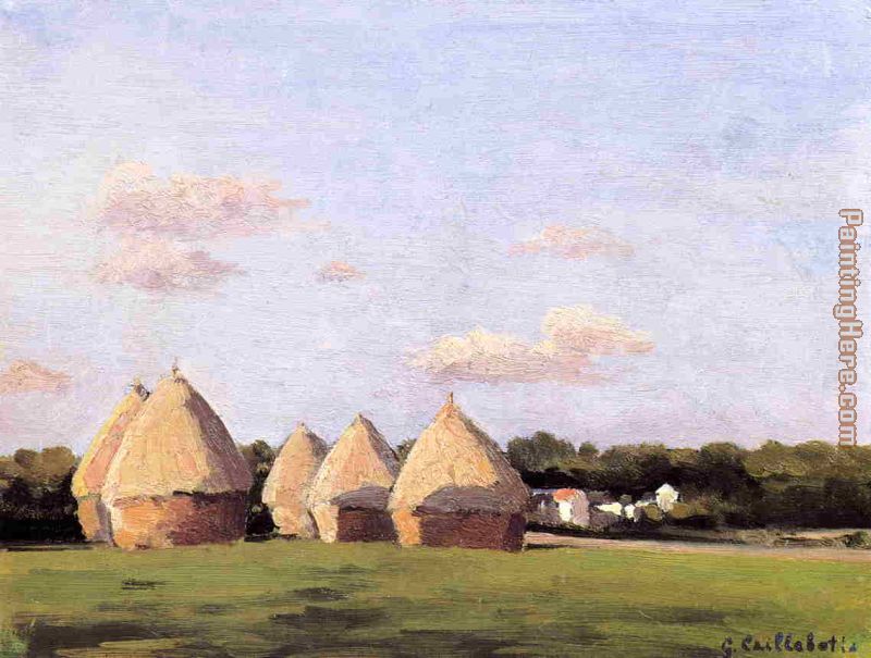 Gustave Caillebotte Harvest, Landscape with Five Haystacks